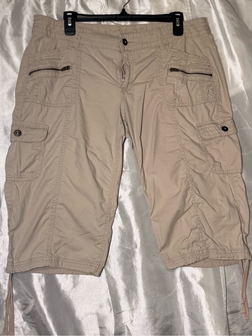 Arizona Kaki Cargo Capri Junior Size 15 Y2K Style With Side Pockets
